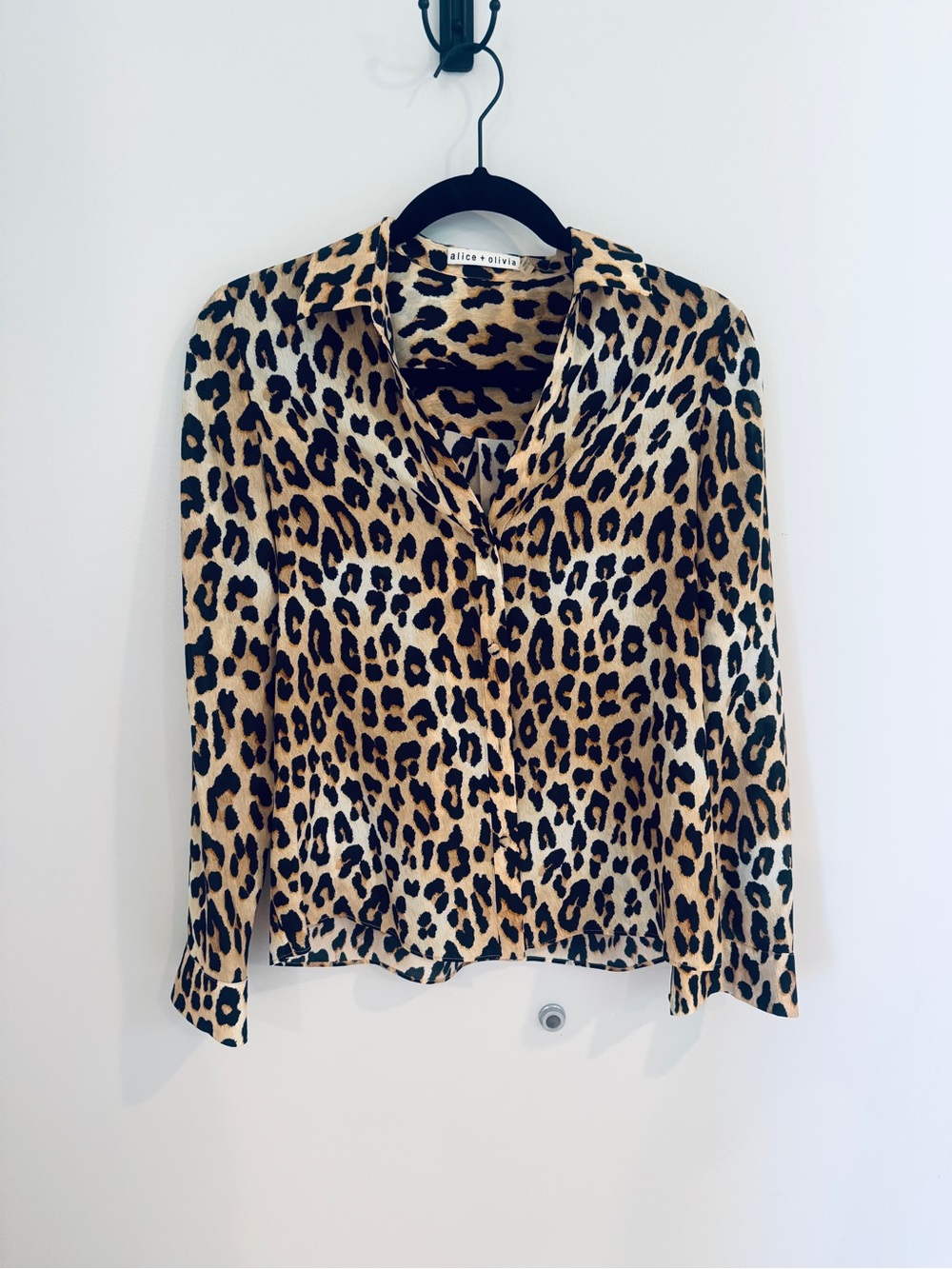 Alice + Olivia Leopard-Print Button-Down Shirt - Tan & Black